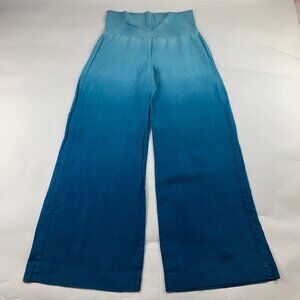 LONG Green Dragon Blue Ombre Linen Knit Waist Wide Leg Lounge Pant USA Made L
